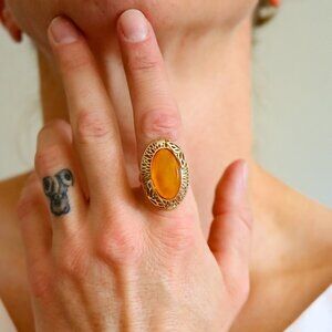 Baltic Honey Amber Ring in 14k Gold Plated Sterling Silver